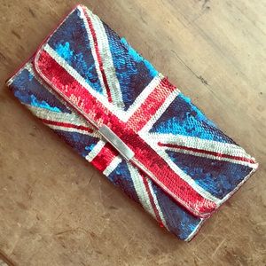 Union Jack Sequin Clutch